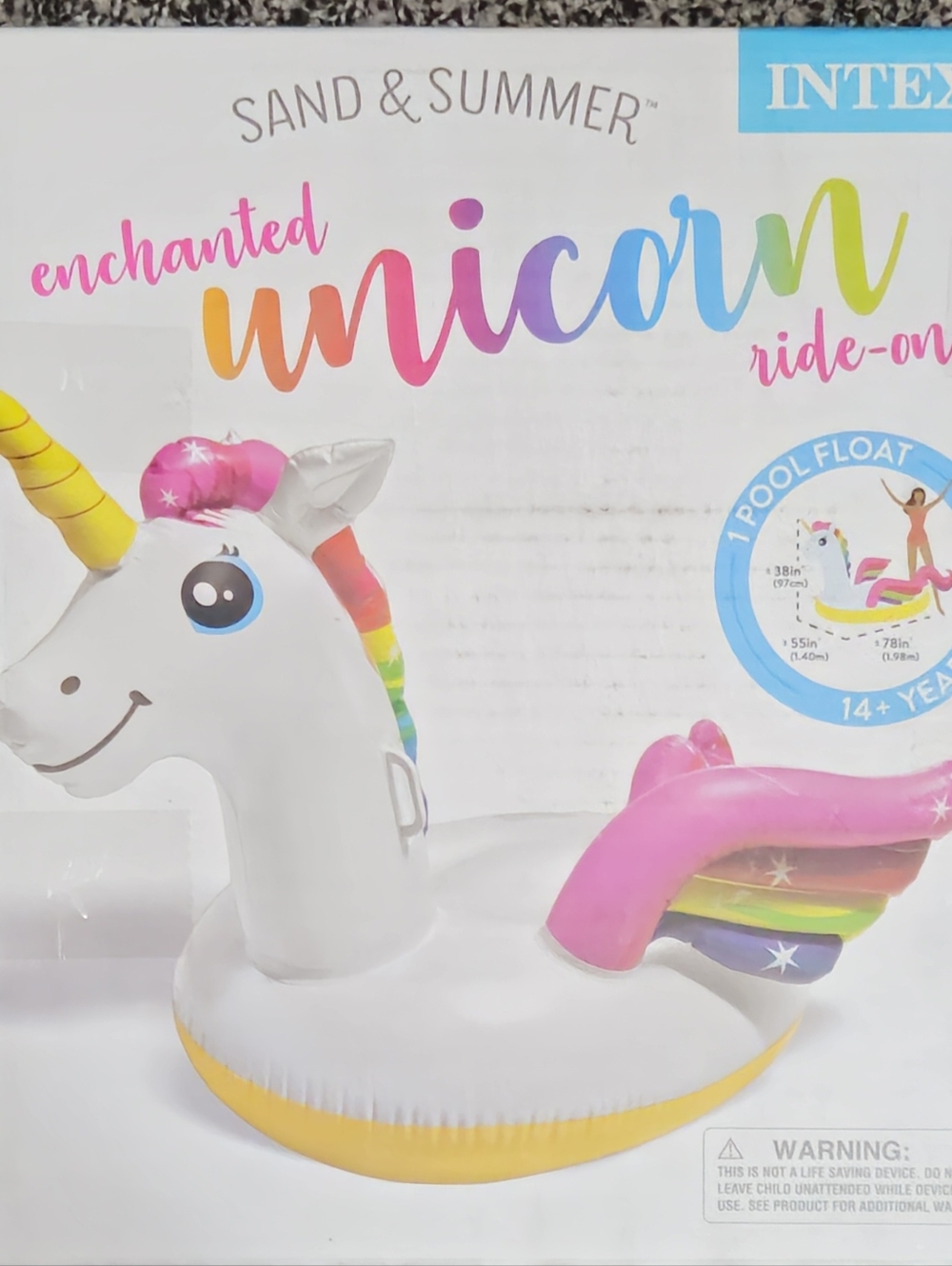 Brand NEW Enchanted Unicorn Ride-On Pool Float - White & Pink